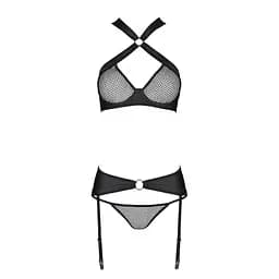 Сітчастий набір: бюстгальтер із халтером Passion Amanda Set black L/XL - мініатюра 5