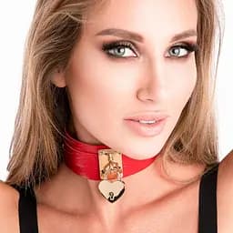 BDSM нашийник Kinky Diva Collar Me! Heart-Lock-Key Collar червоний - мініатюра 4
