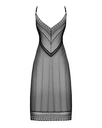 Напівпрозора довга сорочка Obsessive Estiqua chemise чорний асиметричний крій XS/S - мініатюра 6