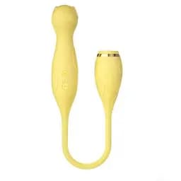 Двосторонній гнучкий вібратор силіконовий акумуляторний Lilo 3в1 для жінок жовтий