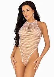Leg Avenue Net snap crotch tank bodysuit OS White One size - мініатюра 3
