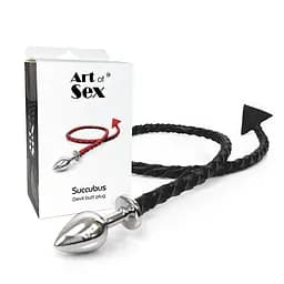 Металева анальна пробка S з диявольським хвостом Art of Sex - Succubus, чорний Art of Sex SX0676 99283 - мініатюра 6
