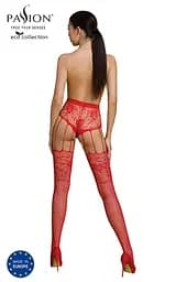 Еротичні колготки-бодістокінг Passion ECO S004 red закриті трусики декор підв'язки One size - мініатюра 2
