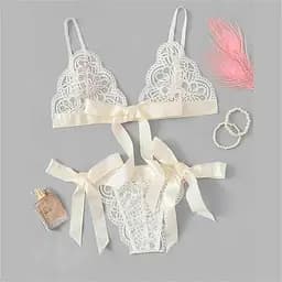 Комплект еротичної мереживної білизни на зав'язках, спокусливий, універсальний