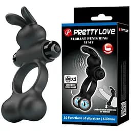 Віброкільце для члена Pretty Love Yusuf, чорне PRETTY LOVE BI-210346 103656