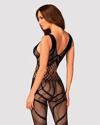 Сітчастий бодістокінг з вирізами та малюнком Obsessive Bodystocking G328 чорний комбінезон S/M/L - мініатюра 2