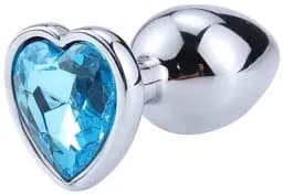 Металлическая анальная пробка I’MCUM Crystal Heart Размер S с голубым кристаллом (IM-KGS005_S)