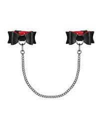 Шкіряні наручники-банти з довгим ланцюгом Obsessive A745 cuffs - мініатюра 3