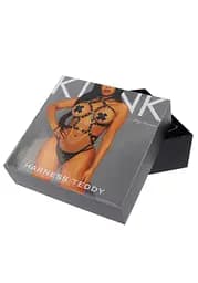 Портупея-тедді з екошкіри Leg Avenue Heart ring harness teddy L Black, підвіска-серце, ланцюги - мініатюра 6
