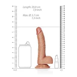 Фалоімітатор RealRock Curved Realistic Balls 7" 18 см (бежевий) - мініатюра 2