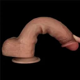 Фалоімітатор - Sliding Skin Pro Dual Layer Silicone Dong 9" Flesh - мініатюра 8