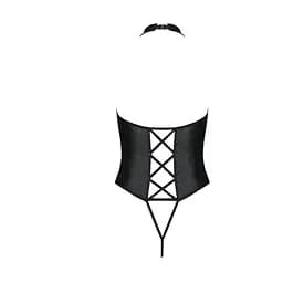 Боді з еко-шкіри з імітацією шнурівки та відкритим доступом Passion Nancy Body black L/XL - мініатюра 4