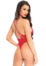 Leg Avenue Floral lace thong teddy OS Red One size - мініатюра 2