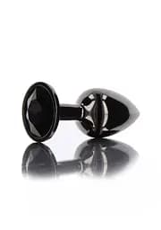Анальна металева пробка M із чорним каменем Butt Plug With Diamond Jewel Taboom