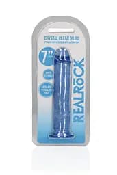 Фалоімітатор RealRock Crystal Clear Realistic Dildo 7'' 20 см блакитний - мініатюра 5
