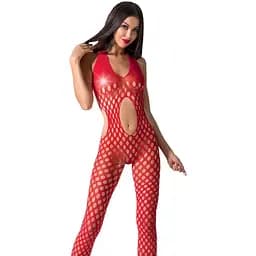 Бодистокинг Passion BS065 комбинезон крупная сетка S/M/L red