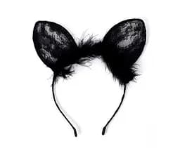 Обруч с пухом "Ушки" черный (K0465-1)