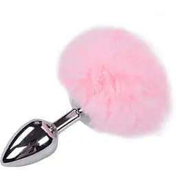 Металева анальна пробка Alive Fluffy Кролячий хвостик Plug M