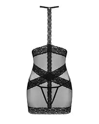 Напівпрозора сорочка з відкритими грудьми Obsessive Lacrisia chemise чорна з чокером XS/S - мініатюра 5