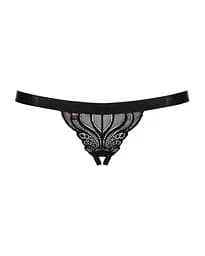 Мереживні танги з доступом Obsessive 828-THC-1 crotchless thong чорні S/M - мініатюра 5