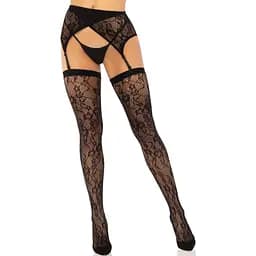 Панчохи Leg Avenue Leg Avenue Lace thigh highs & garterbelt Black One Size