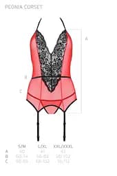 Корсет з пажами для панчох Passion Peonia CORSet L/XL red стрінги - мініатюра 7