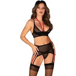 Комплект білизни Obsessive Glandez 3-предмети M/L (чорний)