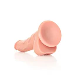 Фалоімітатор RealRock Curved Realistic Balls 7" 18 см (тілесний) - мініатюра 7