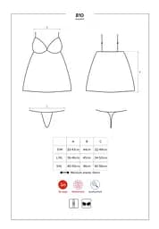 Сатиновий пеньюар з мереживом Obsessive 810-BAB-2 babydoll & thong білий пеньюар танга S/M - мініатюра 7