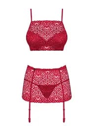 Комплект білизни Obsessive Lividia S/M бордовий - мініатюра 6
