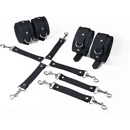 Набор для БДСМ 3 в 1 Feral Feelings BDSM Kit 3 Black, Black, наручники, поножи, крестовина