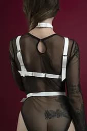 Портупея на груди Feral Feelings - Harness Bra, ліф, натуральна шкіра, Білий - мініатюра 2