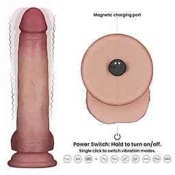 Реалістичний вібратор Vibrating Sliding Skin Pro II тілесний - мініатюра 10