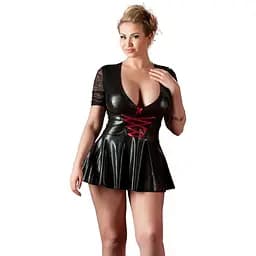 Міні-сукня Cottelli Collection Vinyl Lack Wetlook Latex 3XL чорний