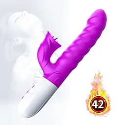 Вібратор для подвійної стимуляції Silicon, Vibrator 7 Function and Heating Mode, PURPLE Boss Series 63-00058 100166 - мініатюра 2