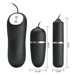 Віброяйце з вібропулею Pretty Love Electric Stimulation Double Vibro-Bullets Black - мініатюра 2