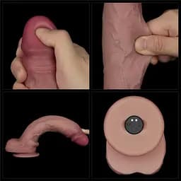 Реалістичний вібратор Vibrating Sliding Skin Pro II тілесний 25см - мініатюра 7
