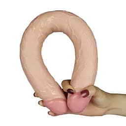 Двосторонній фалоімітатор тілесний King-Sized Realistic Slim Ultra Double Dildo 17 дюймів - мініатюра 4