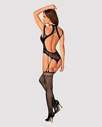 Ажурний бодістокінг з отворами Obsessive Bodystocking G327 black чорний комбінезон з дос S/M/L - мініатюра 4