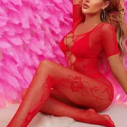 Боді-корсет з вирізом L&L еластан спокусливий червоний розмір S/M/L