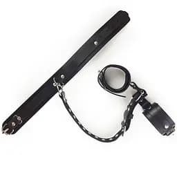 Фіксатори для шиї та рук Art of Sex - Bondage Set з натуральної шкіри, колір чорний - мініатюра 7