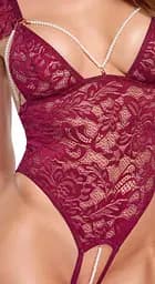 Боді Cottelli Lingerie Pearls L (бордовий) - мініатюра 4