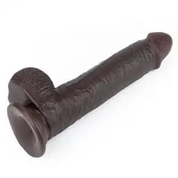 Фалоімітатор LoveToy Sliding Skin з подвійного матеріалу 23 см коричневий - мініатюра 10