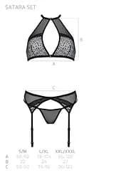 Комплект білизни Passion Satara Set S/M red топ пояс для панчіх стрінги - мініатюра 7