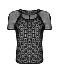 Чоловічі напівпрозорі футболки з орнаментом Obsessive T102 T-shirt чорна S/M/L - мініатюра 6
