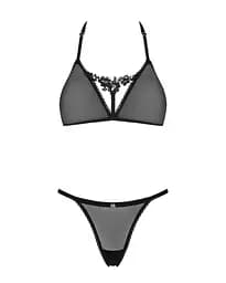 Напівпрозорий комплект Obsessive Celia Noir 2-pcs Set XS/S - мініатюра 3