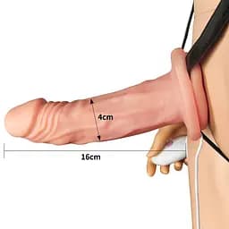 Порожнистий страпон Vibrating Unisex Strap On для пари з пультом керування Love Toy 66-LV3002 22575 - мініатюра 4