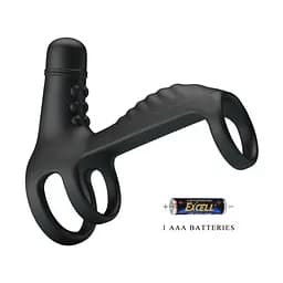 Насадка на пеніс з вібрацією Pretty Love Vibrating Penis Sling 11.5 см чорний - мініатюра 6