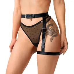 Гартер на ногу Art of Sex - Petra, натуральная кожа, цвет черный