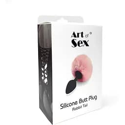 Силіконова анальна пробка М Art of Sex - silicone Bunny Tails Butt Plug Pink - мініатюра 4